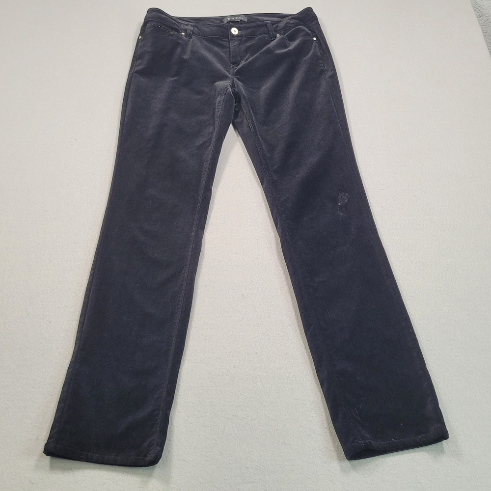 White House Black Market Noir‎ Slim Leg Velvet Pants Black 6R Corduroy Stretch